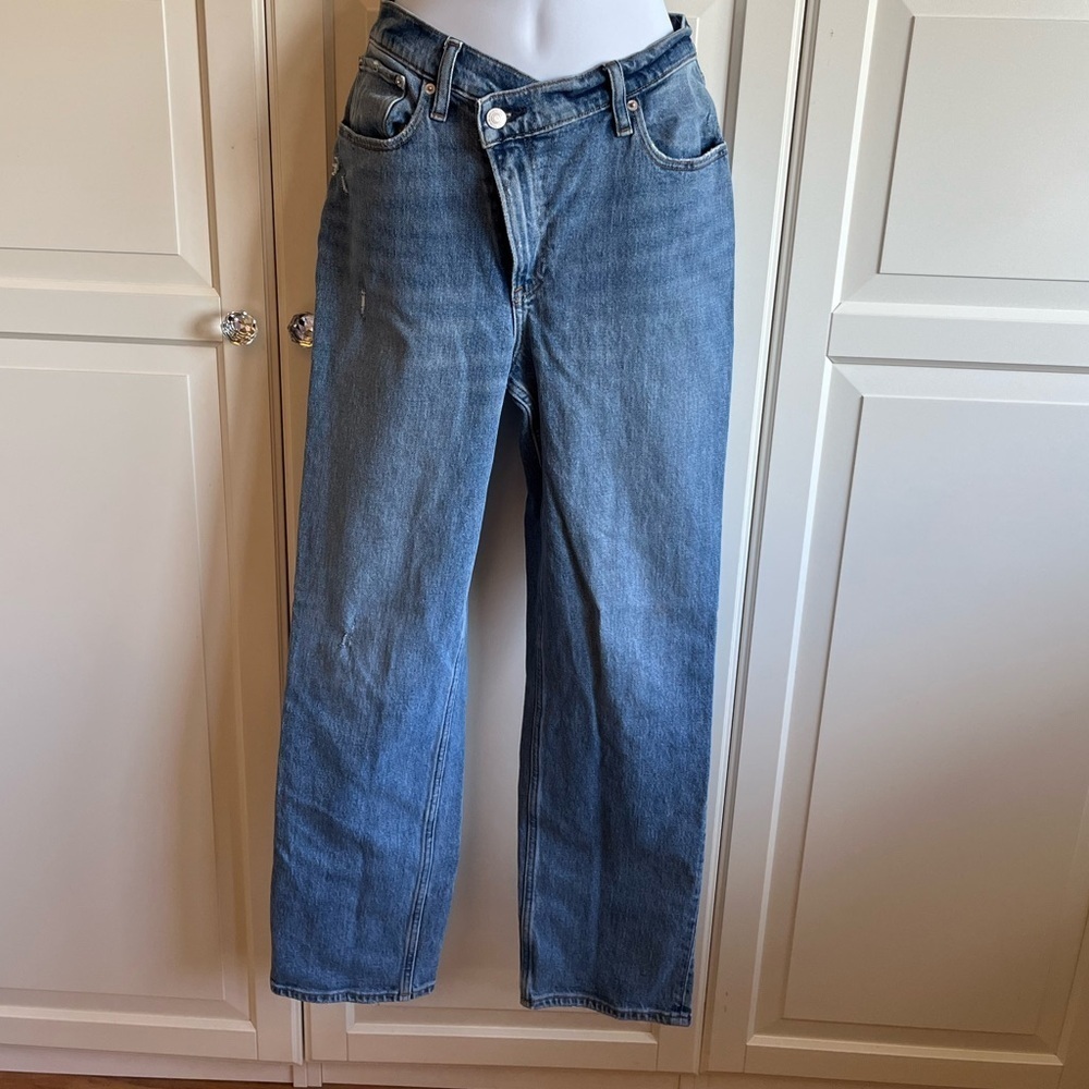 Abercrombie & Fitch The 90's Straight Ultra High Rise Criss Cross Size 28R - Picture 4 of 14